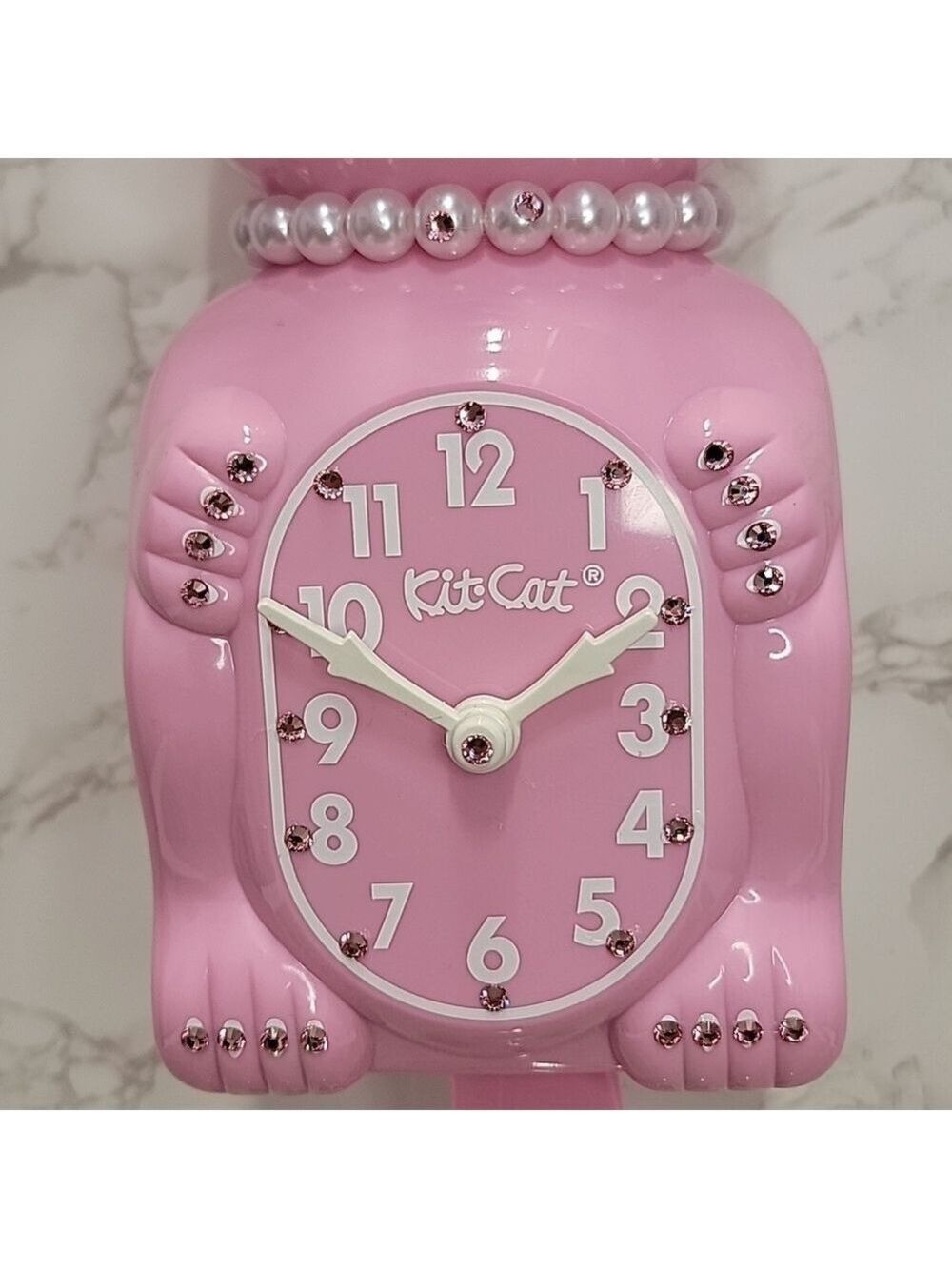 Jeweled Pink Satin Lady Kit-Cat Klock clock SUPER RARE - Picture 3 of 7